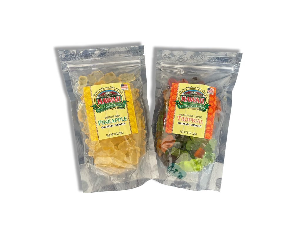 ASSORTED GUMMI BEARS PINEAPPLE OR TROPICAL 8 OZ. Dole Plantation