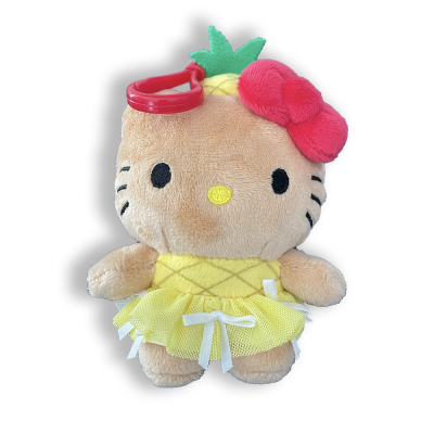 HELLO KITTY - 4" PLUSH WITH PINEAPPLE HAT AND KEY RING